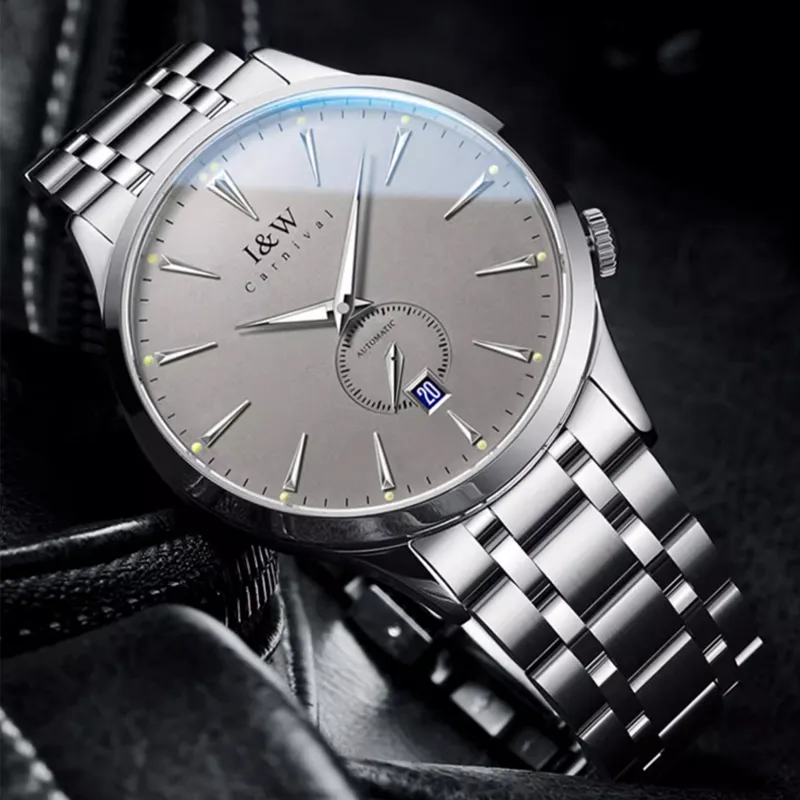I&W CARNIVAL HWGUOJI Automatic Mechanical Movement Stainless Steel Watchband Watch Men's Watches White Dial-1