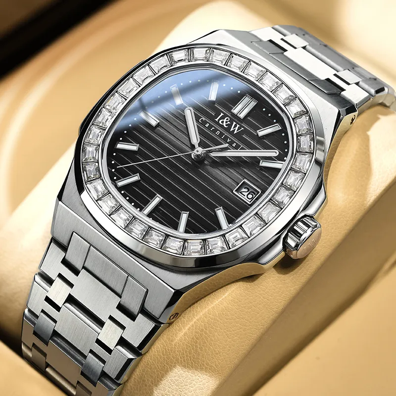 I&W CARNIVAL HWGUOJI Automatic Mechanical Movement Stainless Steel Watchband Watch Men's Watches Gray Dial-22