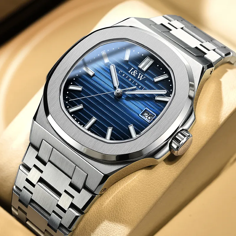 I&W CARNIVAL HWGUOJI Automatic Mechanical Movement Stainless Steel Watchband Watch Men's Watches Gray Dial-2