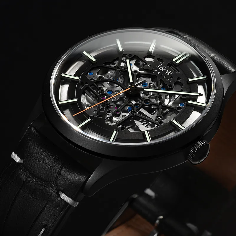 I&W CARNIVAL HWGUOJI Black Panther Collection Automatic Mechanical Movement Watch Men's Watches Black Dial-11
