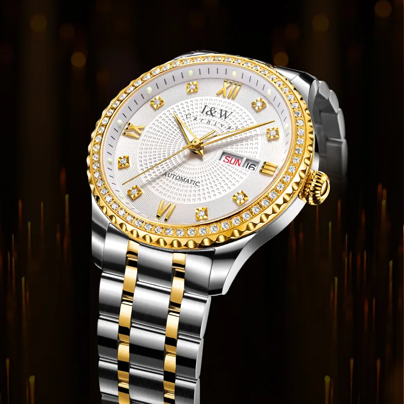 I&W CARNIVAL HWGUOJI Automatic Mechanical Movement Stainless Steel Watchband Watch Men's Watches Gray Dial-22