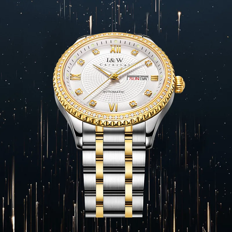 I&W CARNIVAL HWGUOJI Automatic Mechanical Movement Stainless Steel Watchband Watch Men's Watches Gray Dial-21