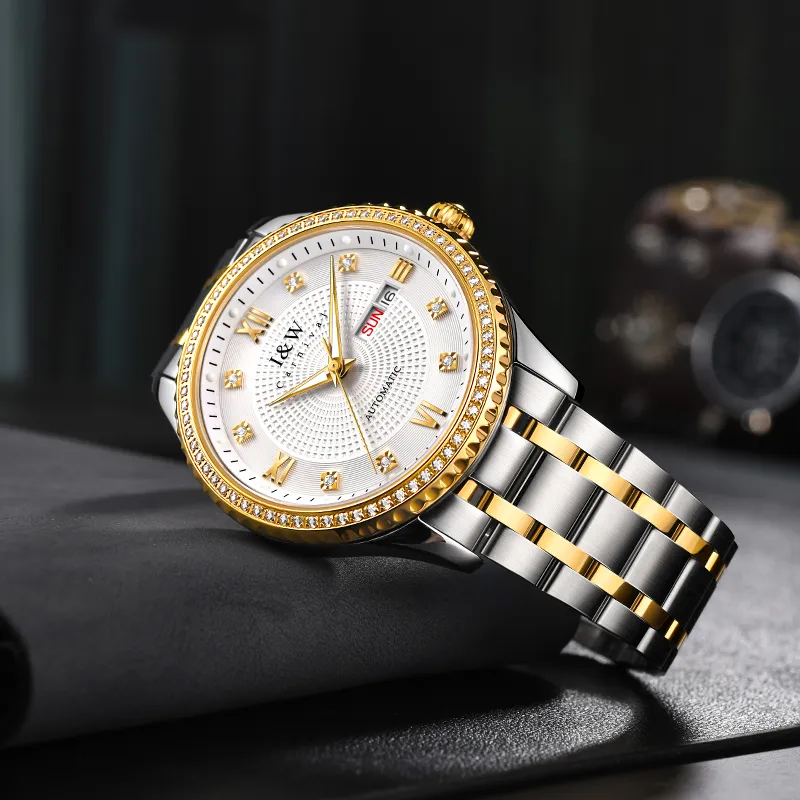 I&W CARNIVAL HWGUOJI Automatic Mechanical Movement Stainless Steel Watchband Watch Men's Watches Gray Dial-23