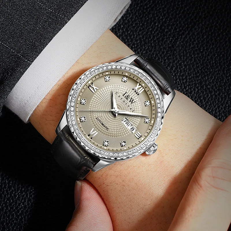 I&W CARNIVAL HWGUOJI Automatic Mechanical Movement Watch Men's Watches Gray Dial-2