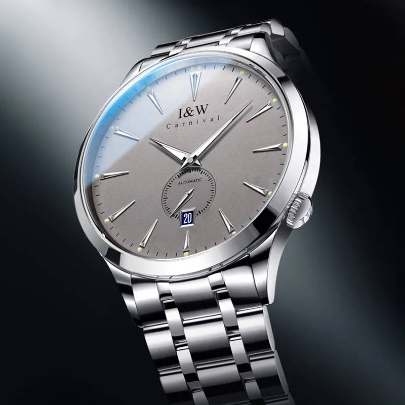 I&W CARNIVAL HWGUOJI Automatic Mechanical Movement Stainless Steel Watchband Watch Men's Watches White Dial-4