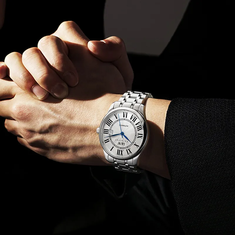 I&W CARNIVAL HWGUOJI Automatic Mechanical Movement Stainless Steel Watchband Watch Unisex White Dial-1