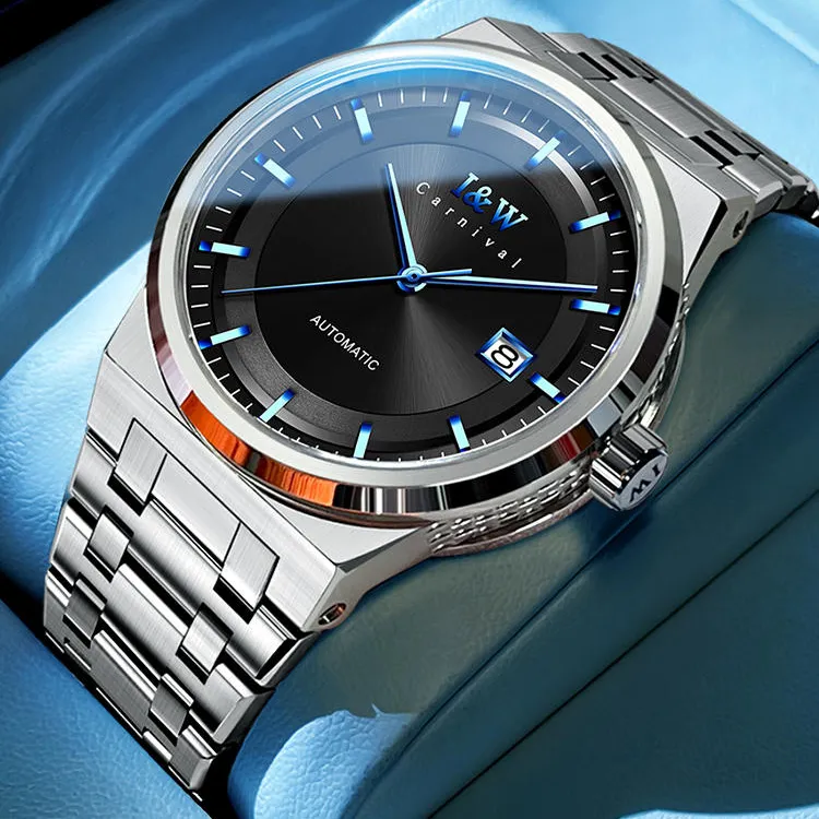 I&W CARNIVAL HWGUOJI Automatic Mechanical Movement Stainless Steel Watchband Watch Men's Watches Gray Dial-19