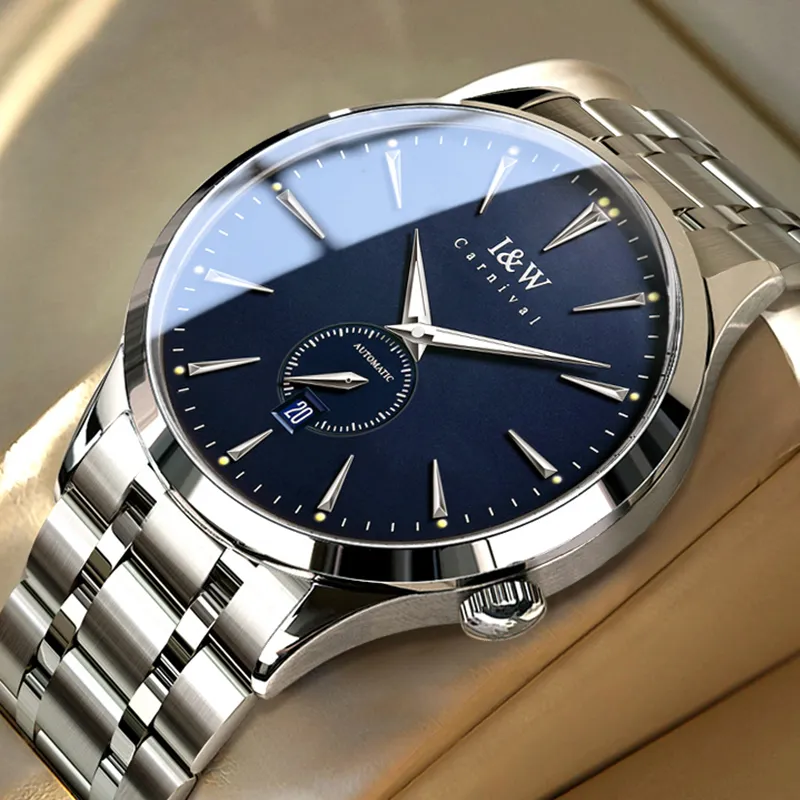 I&W CARNIVAL HWGUOJI Automatic Mechanical Movement Stainless Steel Watchband Watch Men's Watches White Dial-14
