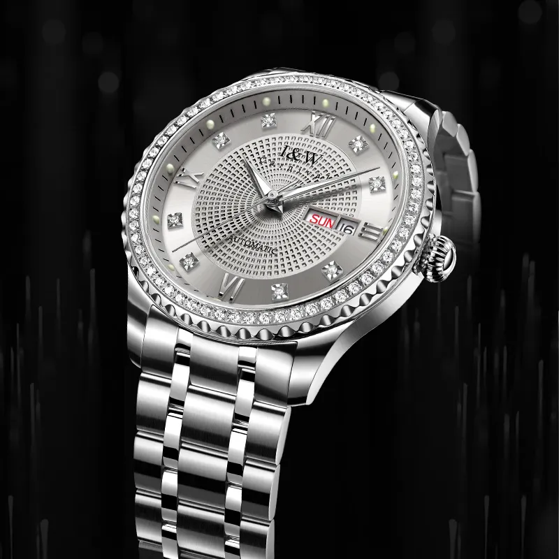 I&W CARNIVAL HWGUOJI Automatic Mechanical Movement Stainless Steel Watchband Watch Men's Watches Gray Dial-3
