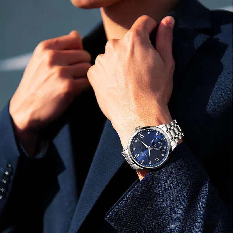 I&W CARNIVAL HWGUOJI Automatic Mechanical Movement Stainless Steel Strap Watch Men's Watches White Dial-20