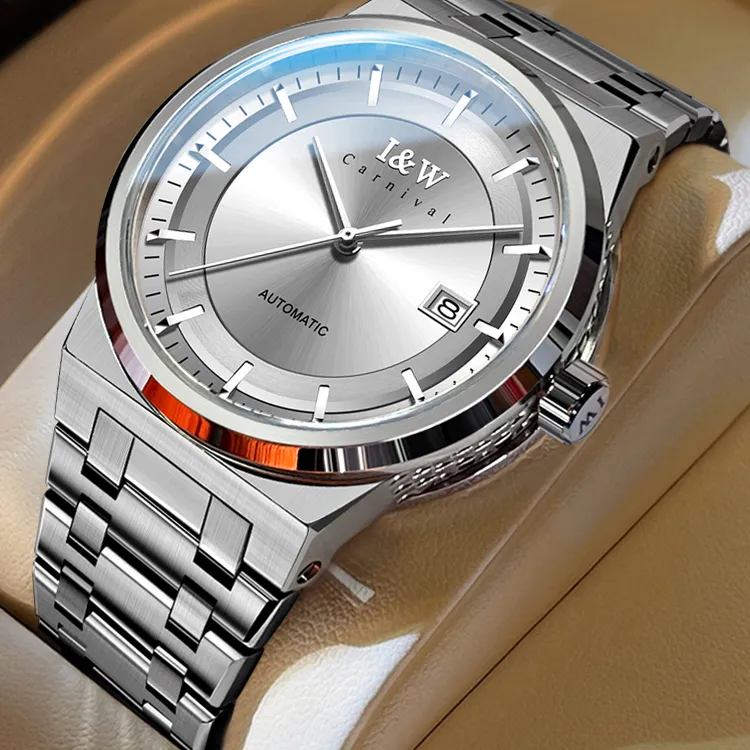 I&W CARNIVAL HWGUOJI Automatic Mechanical Movement Stainless Steel Watchband Watch Men's Watches Gray Dial-17
