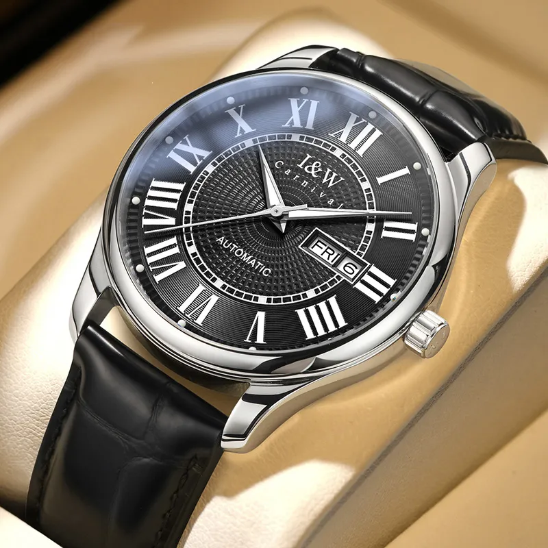I&W CARNIVAL HWGUOJI Automatic Mechanical Movement Watch Men's Watches White Dial-16
