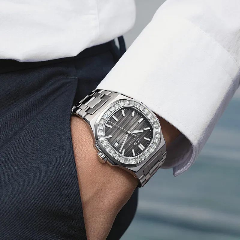 I&W CARNIVAL HWGUOJI Automatic Mechanical Movement Stainless Steel Watchband Watch Men's Watches Gray Dial-19