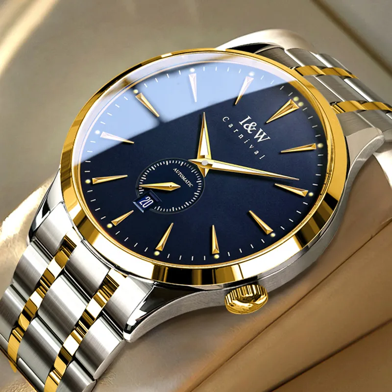I&W CARNIVAL HWGUOJI Automatic Mechanical Movement Stainless Steel Watchband Watch Men's Watches White Dial-27