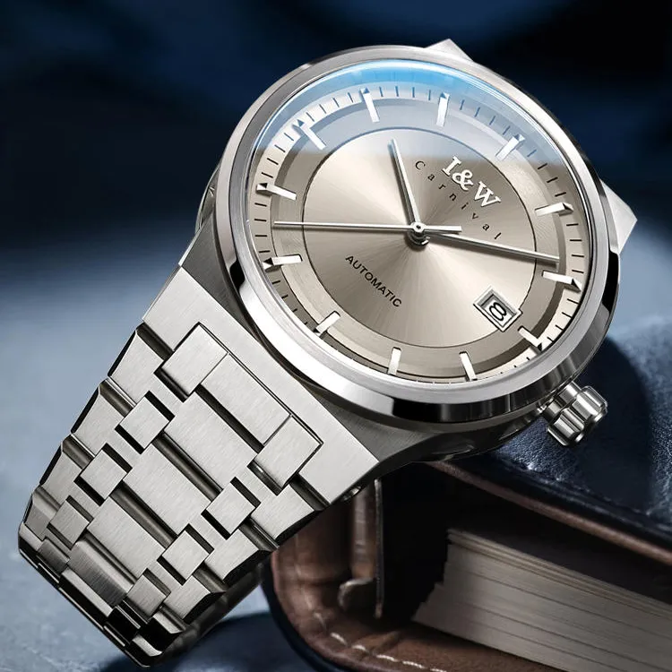 I&W CARNIVAL HWGUOJI Automatic Mechanical Movement Stainless Steel Watchband Watch Men's Watches Gray Dial-11