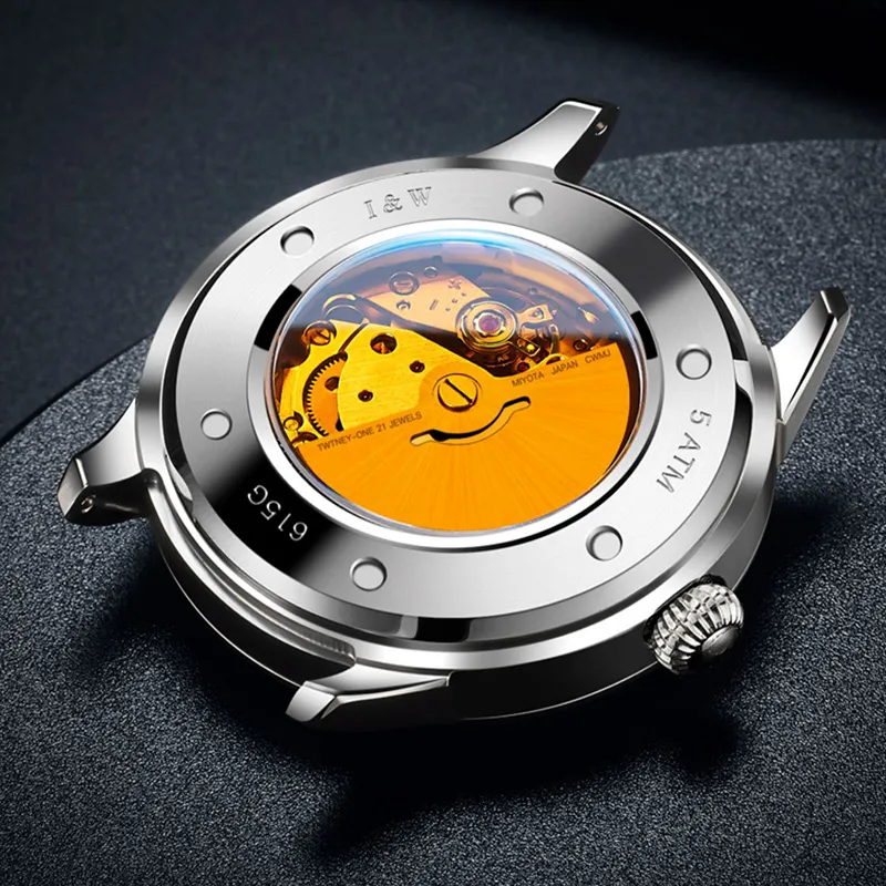 I&W CARNIVAL HWGUOJI Automatic Mechanical Movement Watch Men's Watches Gray Dial-3