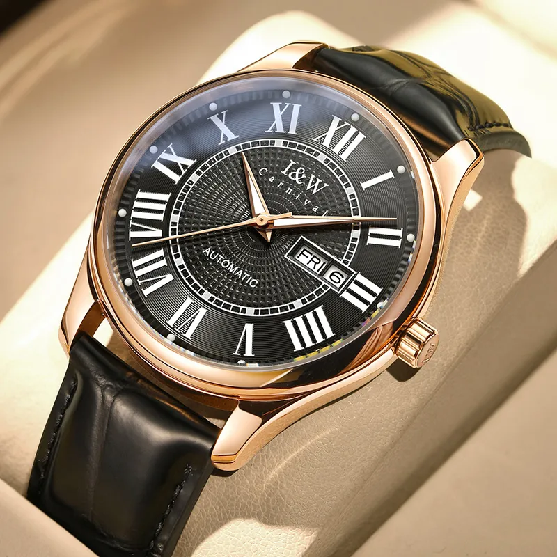 I&W CARNIVAL HWGUOJI Automatic Mechanical Movement Watch Men's Watches White Dial-6