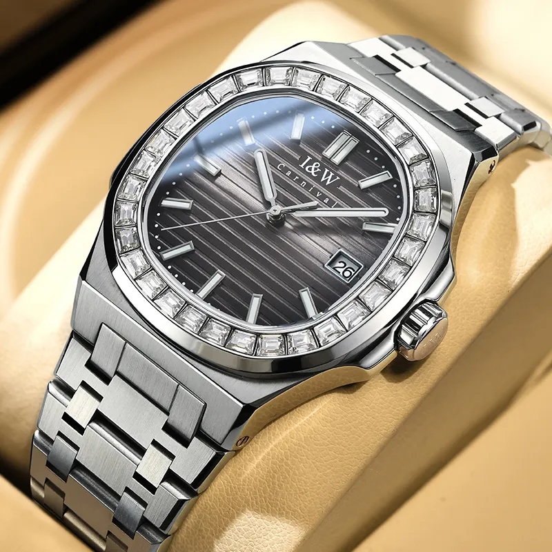 I&W CARNIVAL HWGUOJI Automatic Mechanical Movement Stainless Steel Watchband Watch Men's Watches Gray Dial-20
