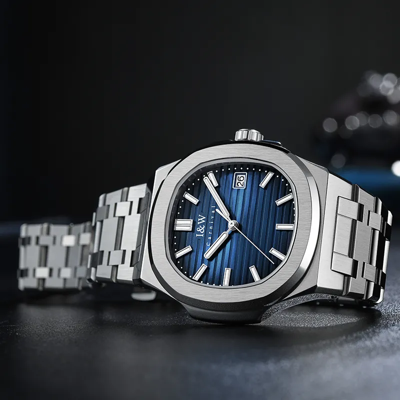I&W CARNIVAL HWGUOJI Automatic Mechanical Movement Stainless Steel Watchband Watch Men's Watches Gray Dial-5