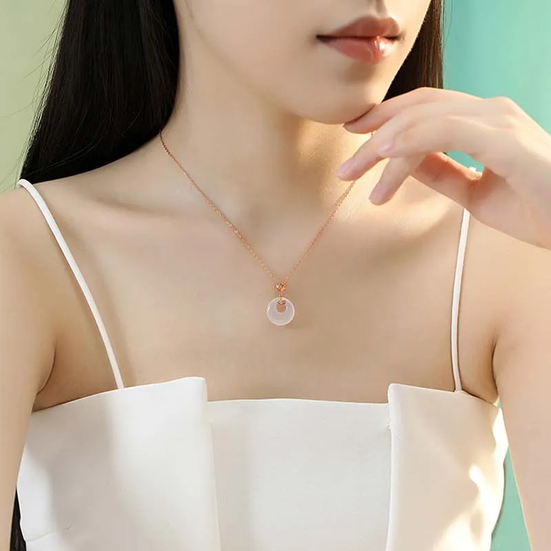 Xuanman Chalcedony Jade Pendant Necklace Women's-1