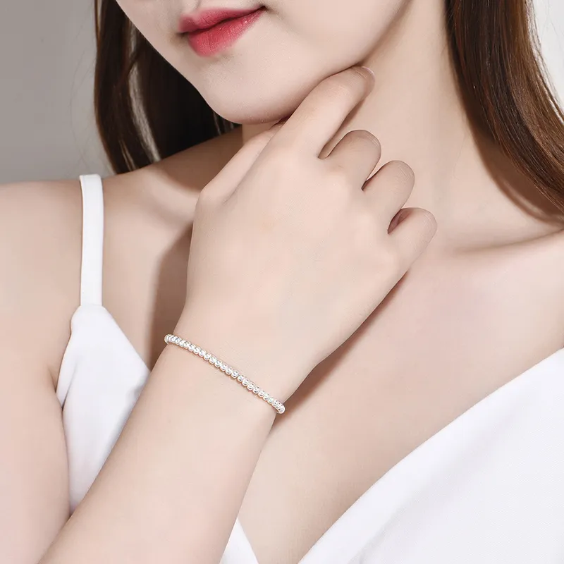 Xuanman Sterling Silver Minimalist Style Elegance Beaded Bracelet Design Women's-1
