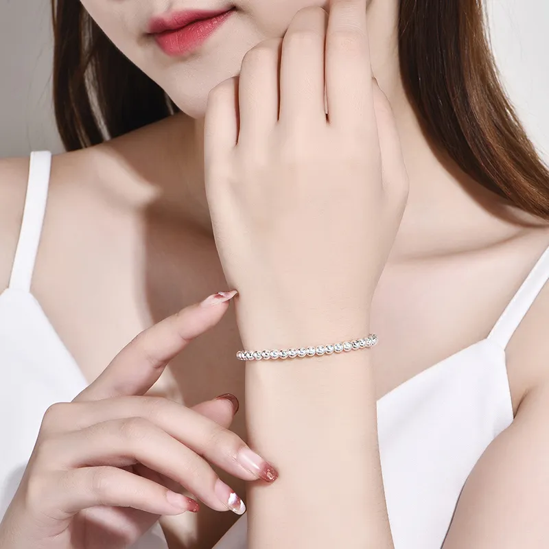 Xuanman Sterling Silver Minimalist Style Elegance Beaded Bracelet Design Women's-4