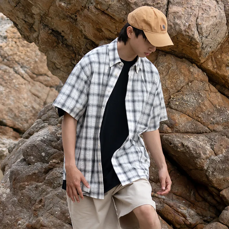URBAN STANDARD Shirt Men's Black White Plaid-4
