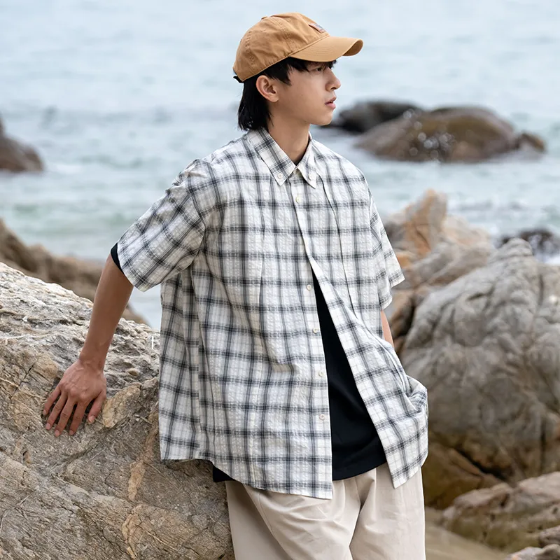 URBAN STANDARD Shirt Men's Black White Plaid-5