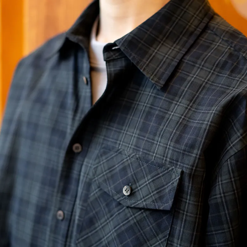 URBAN STANDARD Shirt Men's Navy Blue Plaid-2