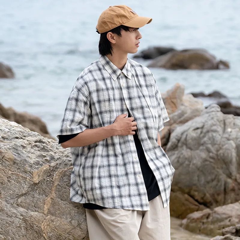 URBAN STANDARD Shirt Men's Black White Plaid-2