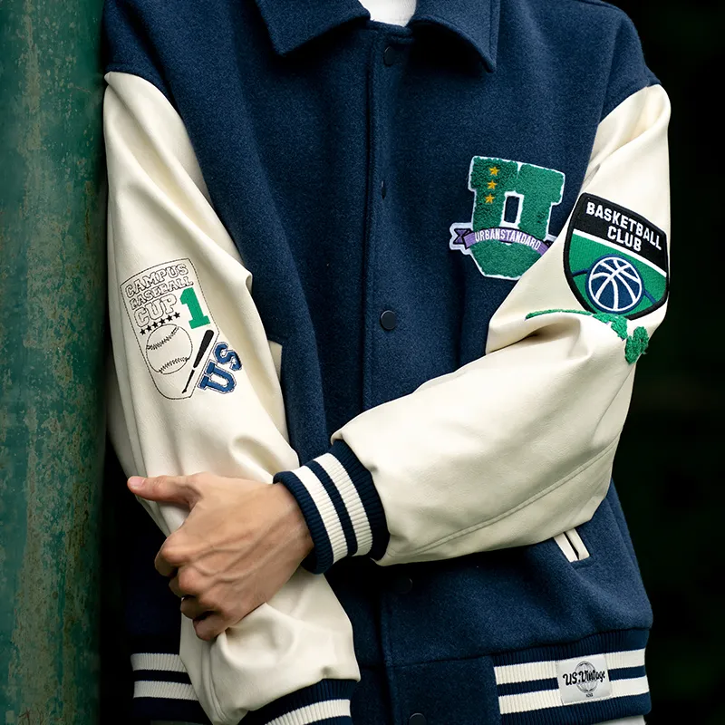 URBAN STANDARD Baseball Jacket Men's Navy Blue-3