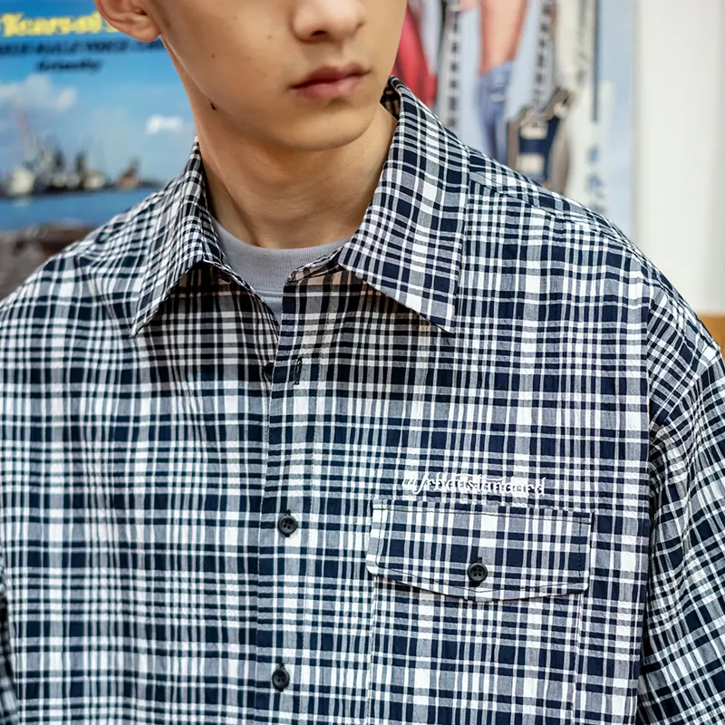URBAN STANDARD Shirt Men's Black White Plaid-5