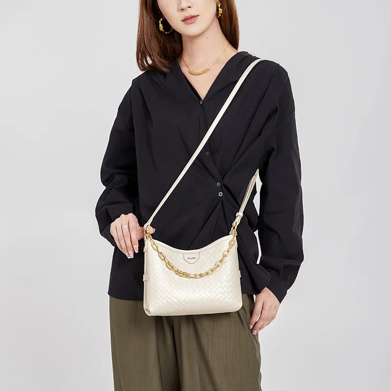 CNOLES Synthetic Leather Shoulder Bag, Crossbody Bag Regular Women's White-6