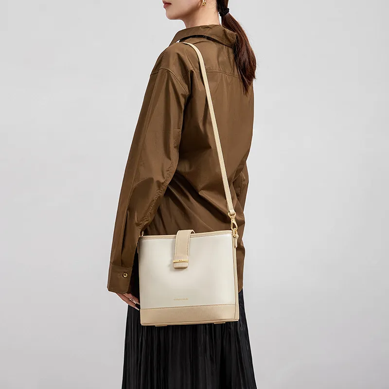 CNOLES Cow Leather Shoulder Bag, Crossbody Bag Regular Women's Nut-5