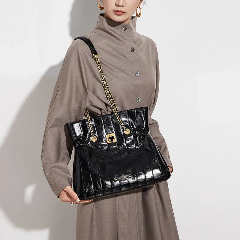 CNOLES Synthetic Leather Casual Workplace Date Commute Crossbody Bag, Shoulder Bag Tote Regular Women's Glaze Black-7