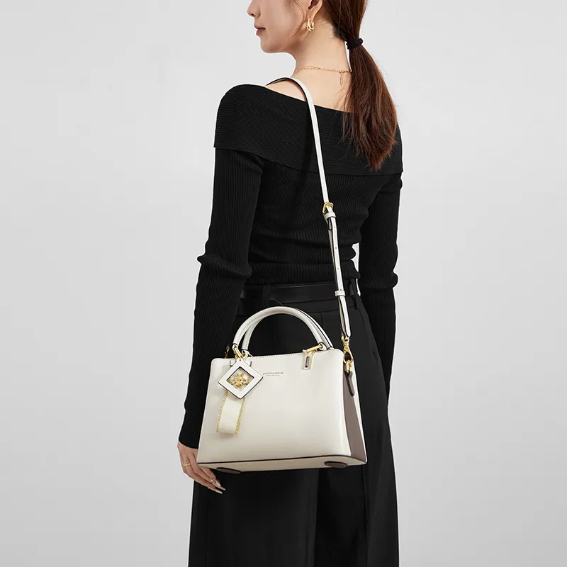 CNOLES Cow Leather Crossbody Bag, Handbag Tubas Women's Milk Coffee-6