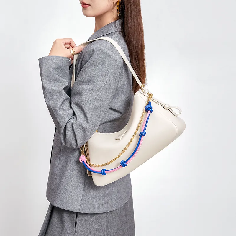 CNOLES Synthetic Leather Hobo Bag Crossbody Bag Shoulder Bag Regular Women's Black/White-6