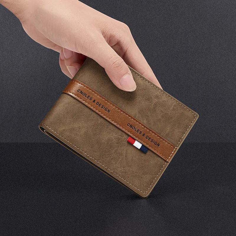 CNOLES Synthetic Leather Coin Purse Money Clip Card Holder Wallet Men's Dreamy Gray-10