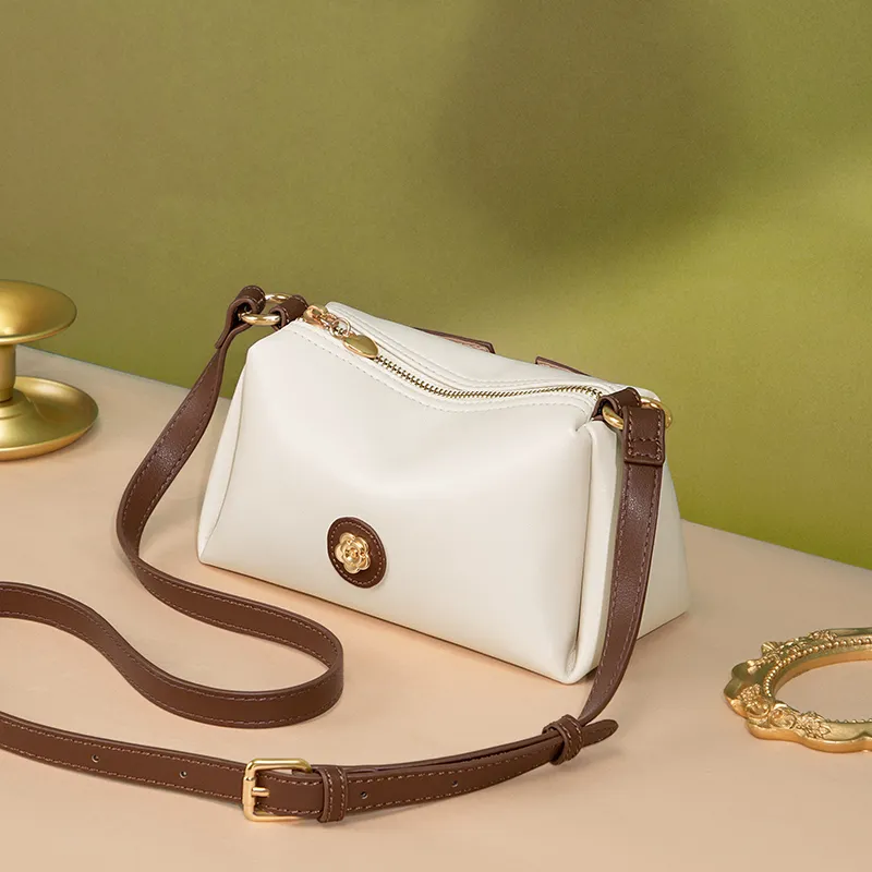 CNOLES Microfiber Synthetic Leather Crossbody Handbag Regular Women's Italian Milk Coffee-4