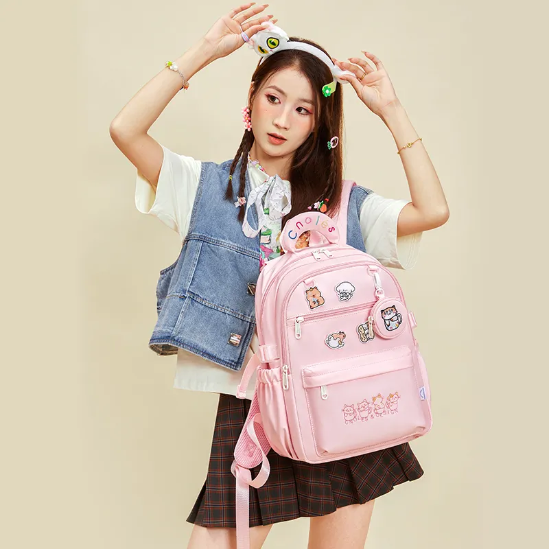 CNOLES Fabric Backpack Women's Cream White/Pink Blossom-14