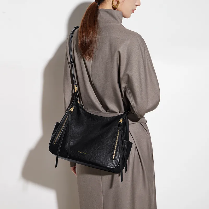 CNOLES Synthetic Leather Casual Workplace Date Commute Crossbody Bag Shoulder Bag Regular Women's Black/White-7