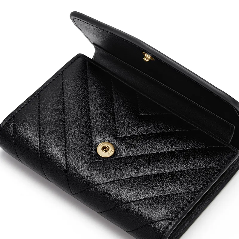 CNOLES Cow Split Leather Bonded Synthetic Leather Coin Purse Clutch Wallet Regular Women's Black-2