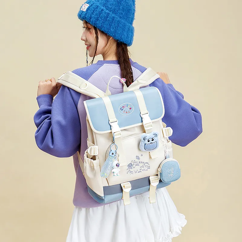 CNOLES Fabric Backpack Regular Women's Cardamom Pink/Ice Sea Blue-12