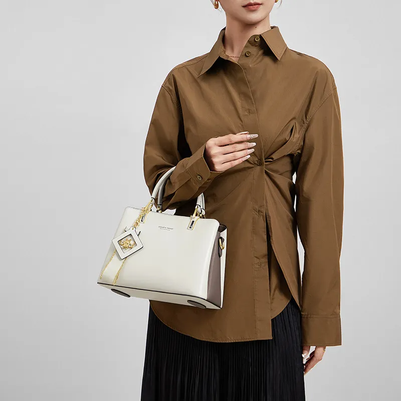 CNOLES Cow Leather Crossbody Bag, Handbag Tubas Women's Milk Coffee-7