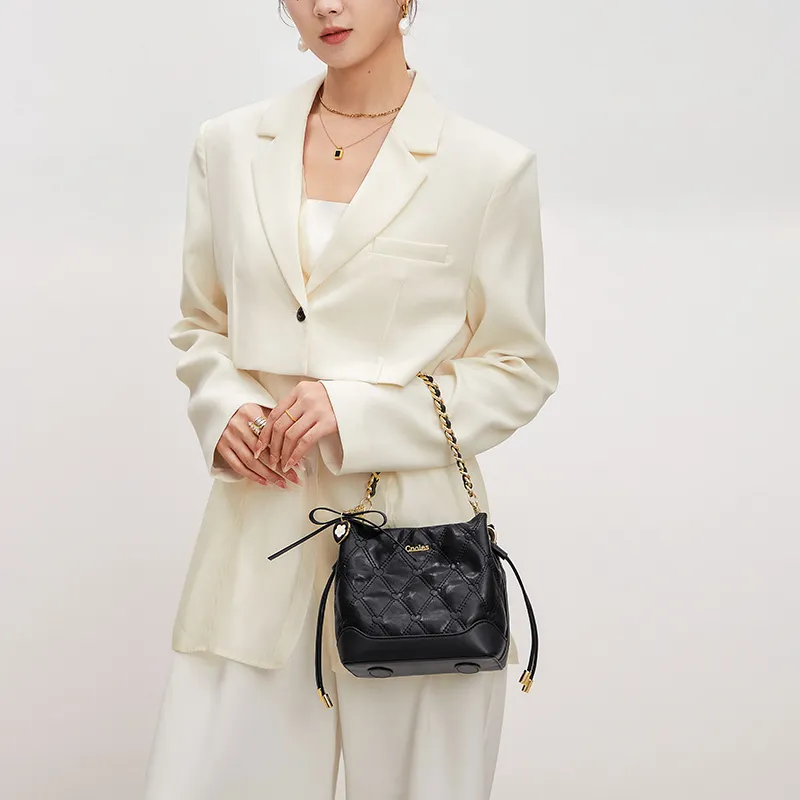 CNOLES Microfiber Leather Crossbody Bag, Handbag Regular Women's Cream Black Coffee/Rong Tiao Black-9