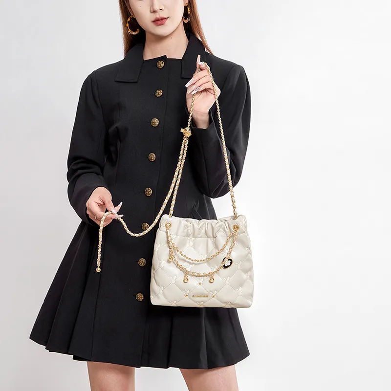 CNOLES Synthetic Leather Hobo Bag, Underarm Shoulder Bag Regular Women's Cream White-6