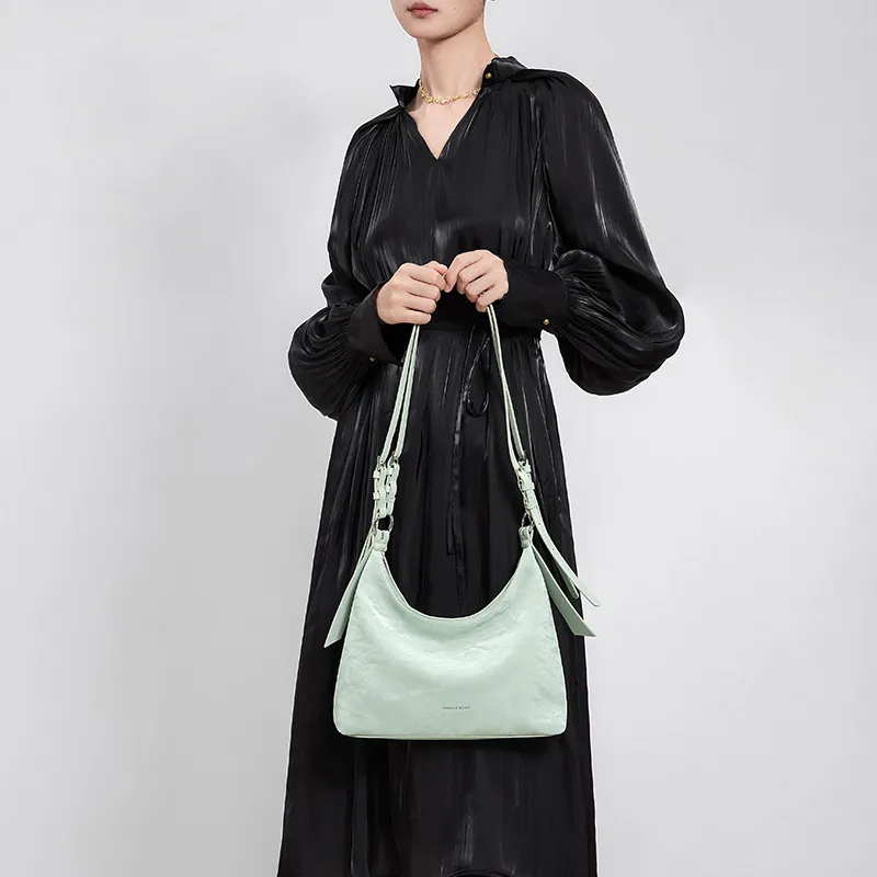 CNOLES Pearlescent Cow Leather Casual Workplace Date Commute Hobo Bag Shoulder Bag Women's Multicolor-10