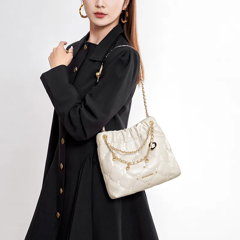CNOLES Synthetic Leather Hobo Bag, Underarm Shoulder Bag Regular Women's Cream White-5