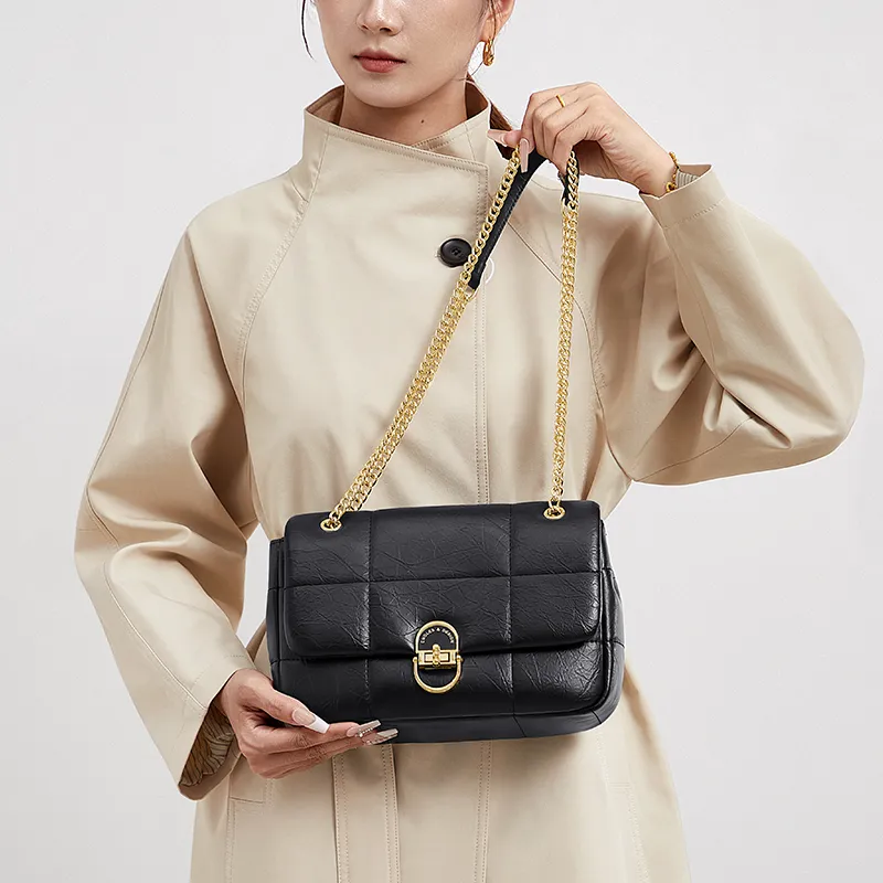 CNOLES Cow Leather Crossbody Bag, Shoulder Bag Medium Size Women's Dark Chocolate-4