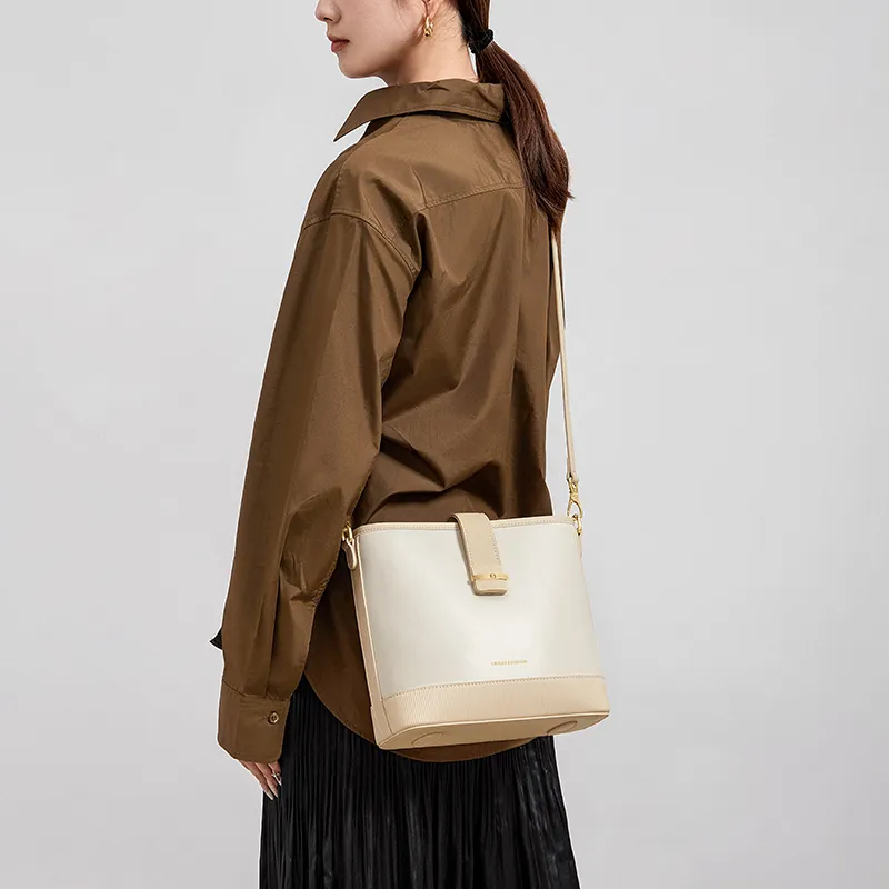 CNOLES Cow Leather Shoulder Bag, Crossbody Bag Regular Women's Nut-6